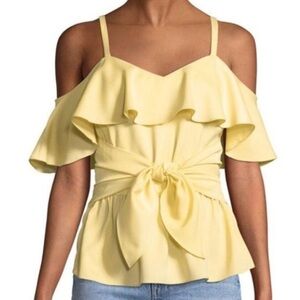 Club Monaco butter yellow off the shoulder tank top
